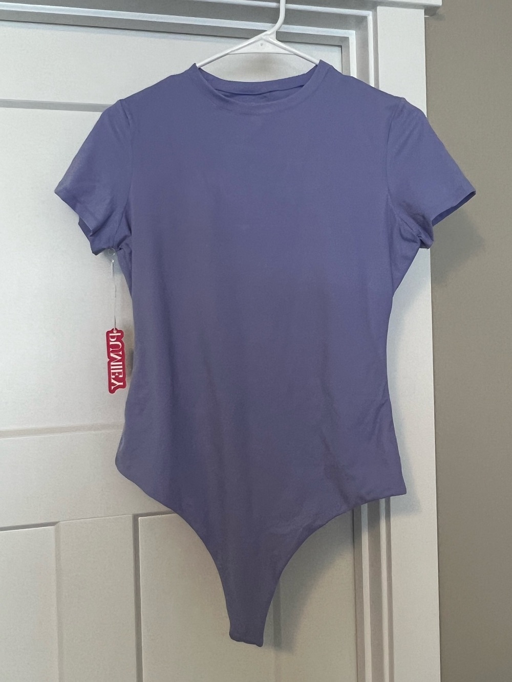 Everyday Short-Sleeve Lavender Bodysuit with Crew Neck